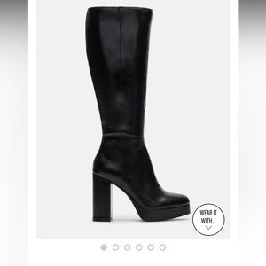 Steve Madden Platform Boots (Black Leather)